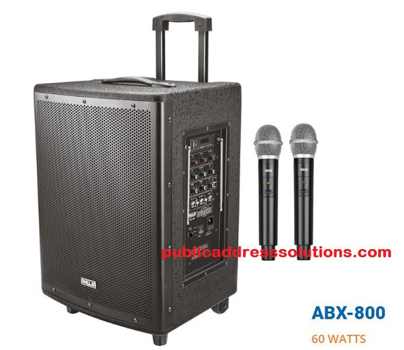 Ahuja ABX 800 Portable speaker with wooden cabinet, Echo, Bluetooth,USB,Recording and 2 wireless mic