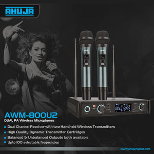 Ahuja AWM 800U2 Premium & Very High Quality Dual UHF Wireless Microphone