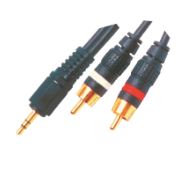 MX 1180 EP STEREO PLUG 3.5mm TO MX 2 RCA PLUG CORD (GOLD PLATED) WITH OFC CABLE - 1.5 MTR
