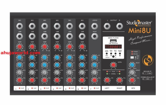 Studiomaster Mini 8U Mixer with Bluetooth and USB (8 Channel)